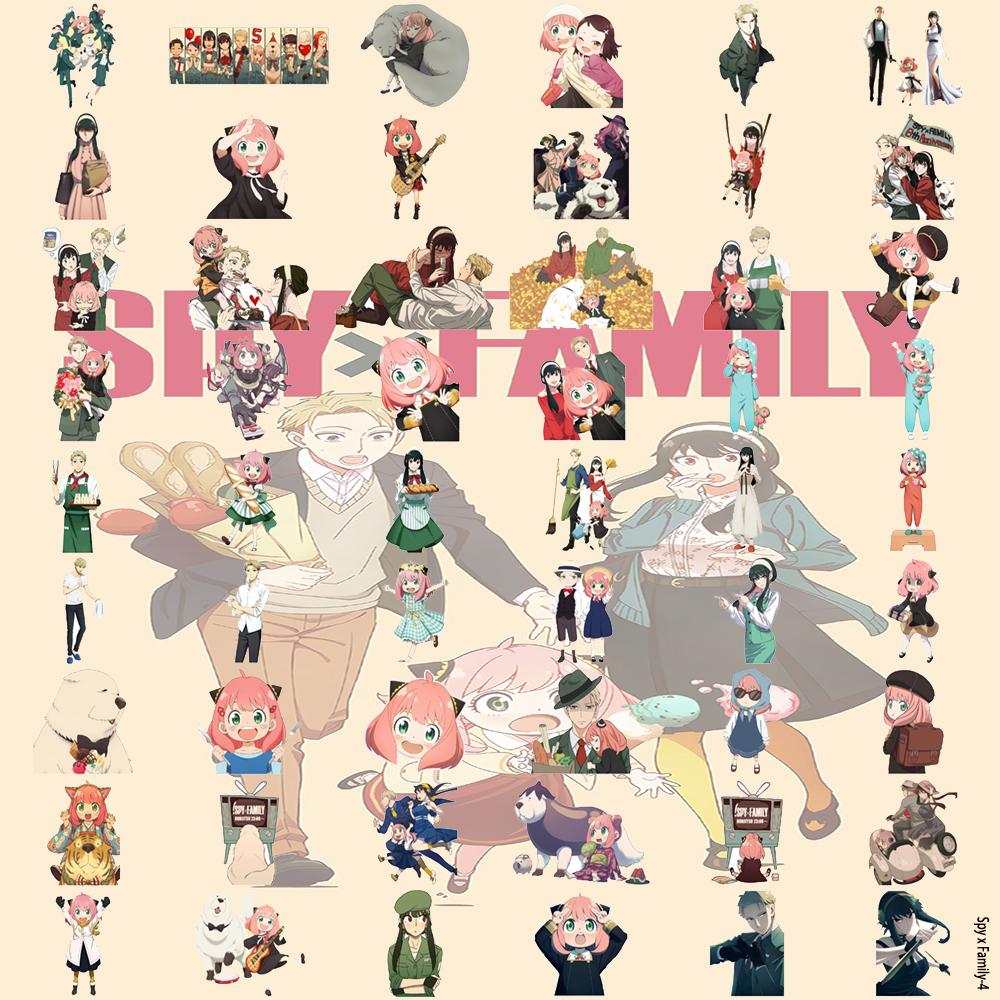 50Pcs Q-version Spy Game House Stickers SPY Anya Anime Japanese Cartoon Decorative Waterproof Mobile Phone Stickers for Children's Toys