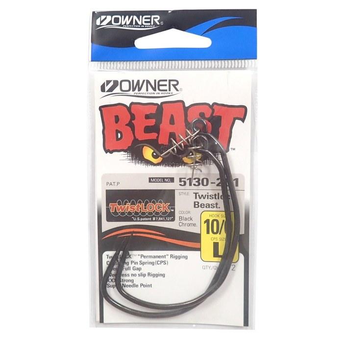 Owner Крючок червячный Twistlock Beast 10/0, Черный