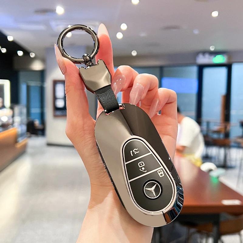 SFX1 For Mercedes Benz C E S Class GLC W206 W214 W223 E300 C260 C300 S450 S500 S400 Auto Car Smart Key Case Fob Cover Shell Holder