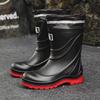 High Tube Rain Shoes Men's Non-slip Waterproof Fashion Medium Tube Rain Boots Warm Rubber Shoes Kitchen Work Long Tube Water Shoe Cover Shoes