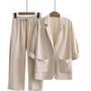 2024 European & American Women's Autumn Cotton-Linen Commuter Suit: Loose Jacket & Pants Set