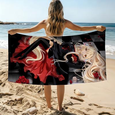 Классическое аниме C-Chobits Девушка Полотенце Пляжное Полотенце Большого размера Быстросохнущее Полотенце Впитывающее Мягкое Для плавания Пляжные полотенца для мужчин и женщин