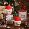 Christmas Creative Cartoon Ceramic Mug Hand Holding Cute Christmas Hat Cup Lid Coffee Cup Gift Box Souvenir