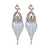 Luxury Spider Web Drop Tassel Earrings with Inlaid Diamonds