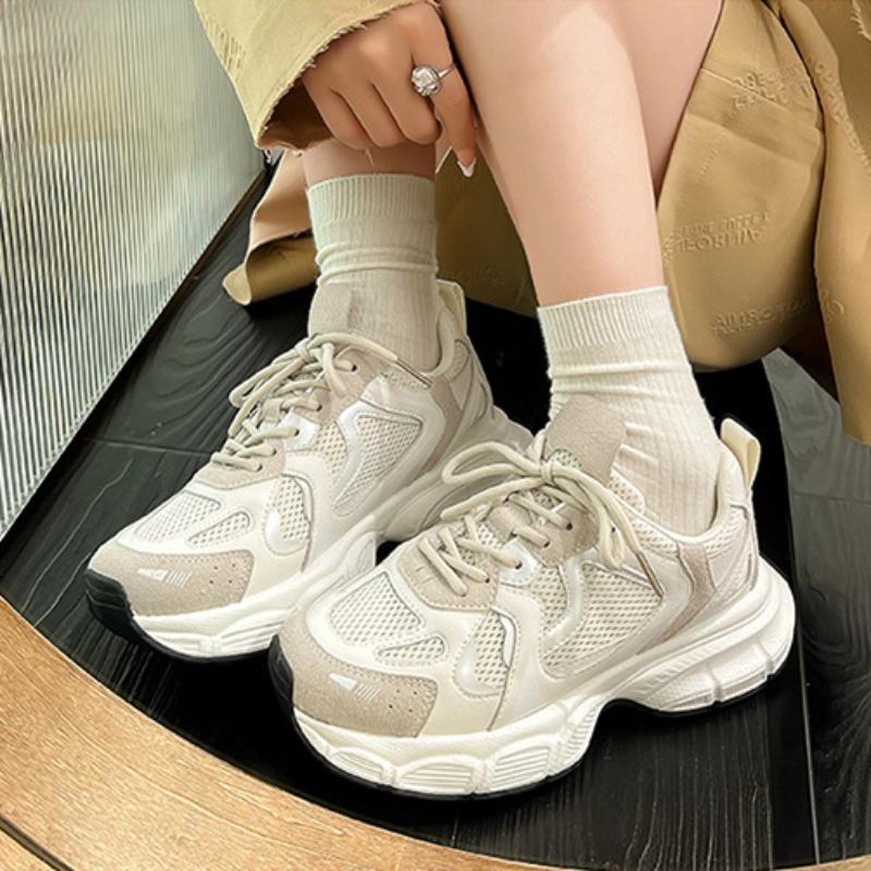 Толстые кроссовки All-match женские сетчатые дышащие 2024 новые модные повседневные простые цветные туфли для женщин осеннее время