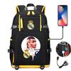 Camouflage Backpack Student Bookbag Multifunctional USB Charging Football Star Print Travel Daypack Lightweight Casual Men's Backpack