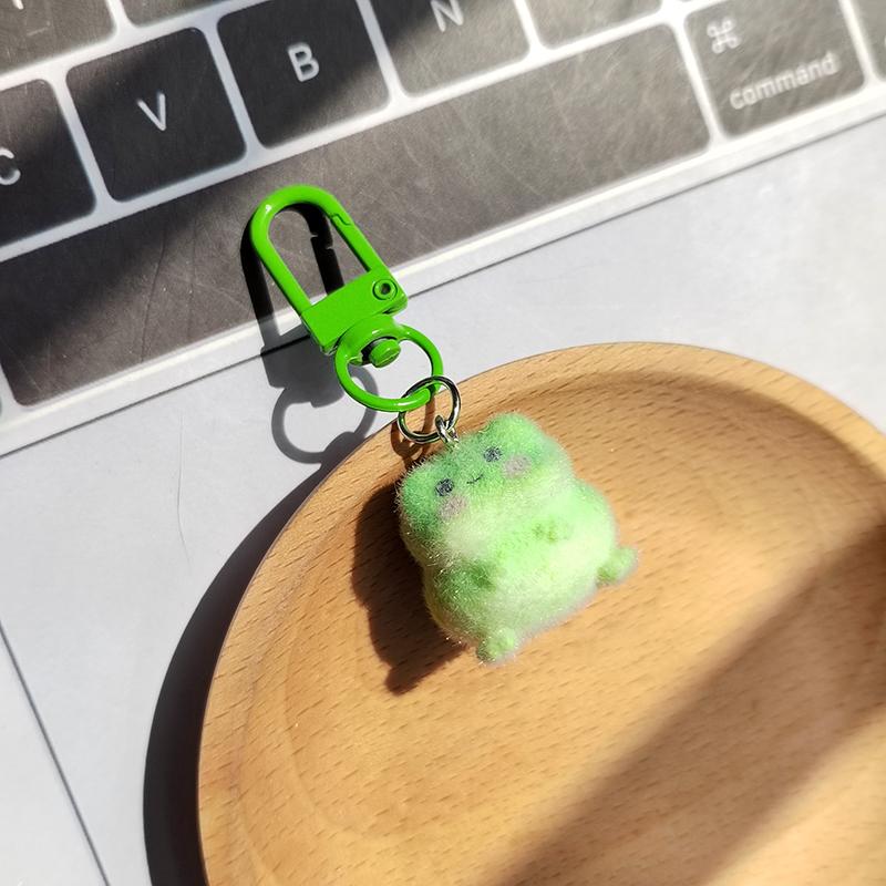 Смола Флок Лягушка Животное Брелки Шнурок для телефона Мультяшный Милый Пушистый Подвеска Сумка Чехол для наушников Аксессуары Кольцо для ключей автомобиля