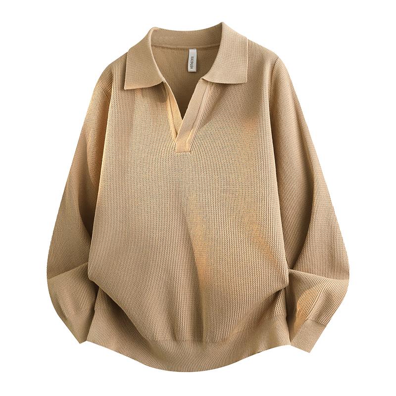 Men's Heavyweight Collared Knit Sweater Business Casual Warm Pullover Top
