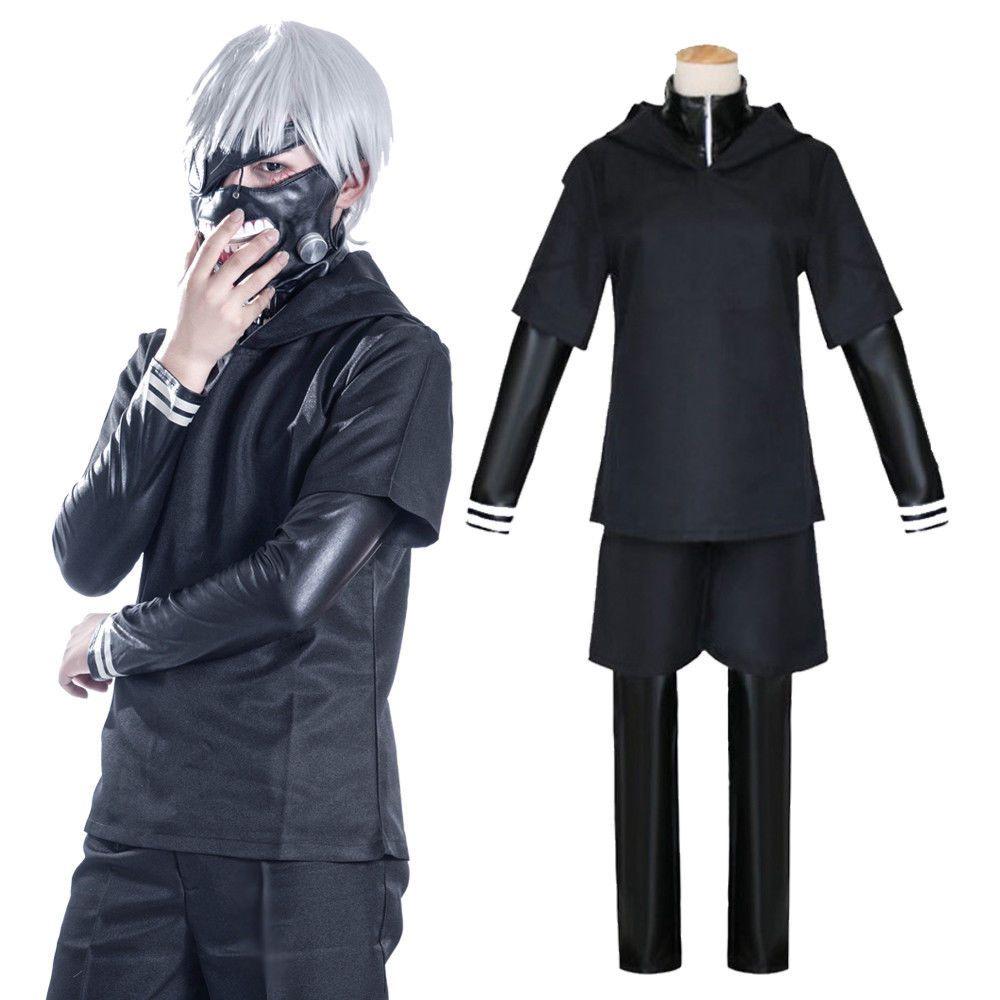 Элегантный костюм Канеки Кена из Tokyo Ghoul в полный рост с модным дизайном, идеально подходит для Хэллоуина и тематических вечеринок