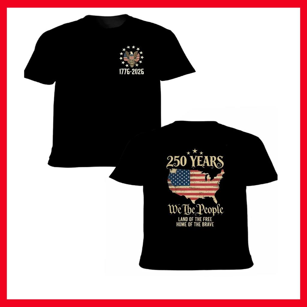 HOT 250 Years American Flag 250th Anniversary USA Patriotic Front Back T-Shirt