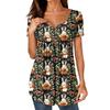 Женские туники, топы, нарядные, повседневные, летние, с принтом, рубашки с коротким рукавом, свободный крой, плиссированный топ в стиле бохо