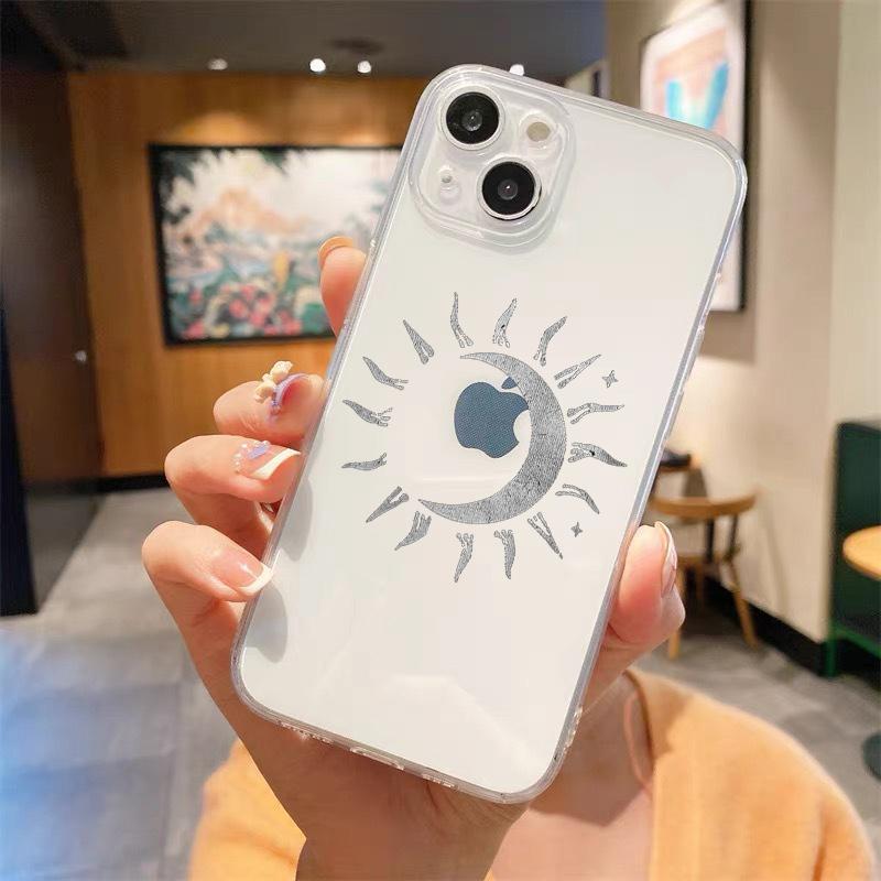 Забавный прозрачный чехол для телефона Sun Moon Angel Eyes для iPhone 14 13 11 12 Pro Max X XR XS 7 8 Plus SE, мягкий чехол, роскошный чехол, чехол