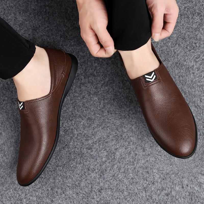 Мужская обувь из натуральной кожи, универсальная повседневная обувь, мужские деловые туфли без застежек, универсальные мужские туфли для вождения, мокасины Boat Flat