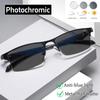 Half Frame Photochromic Glasses for Men Trendy Fashion Color Changing Eyeglasses Unisex Sunglasses