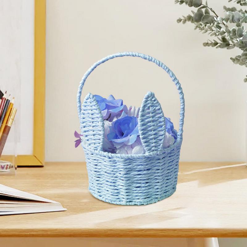 Плетеная Пасхальная Корзина Плетеная Корзина Пасхальный Кролик Ручная Работа Легкий Декор Для Гостиной Спальни Пикника Конфет Вечеринки Дома Праздник