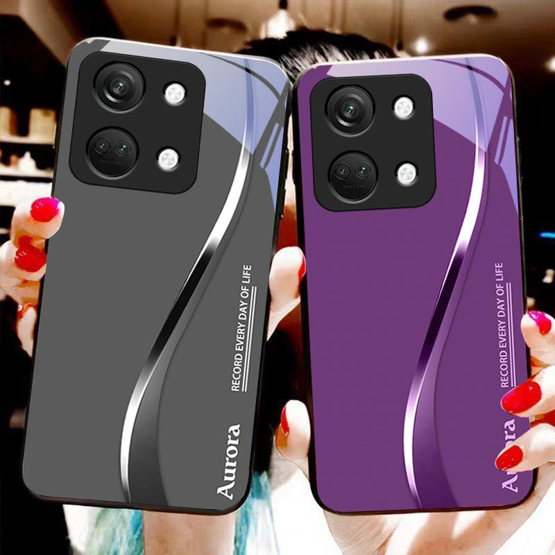 Двухцветные полосы для OnePlus Nord 3 5 6T 7 Pro 8 12 10T Reno8 Lite 5G 10R Nord N30 Жесткий чехол из закаленного стекла для телефона Черный