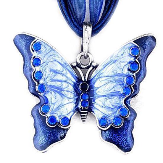 Винтажное женское эмалированное ожерелье с подвеской в форме бабочки и стразами, вечерние ювелирные изделия, подарок