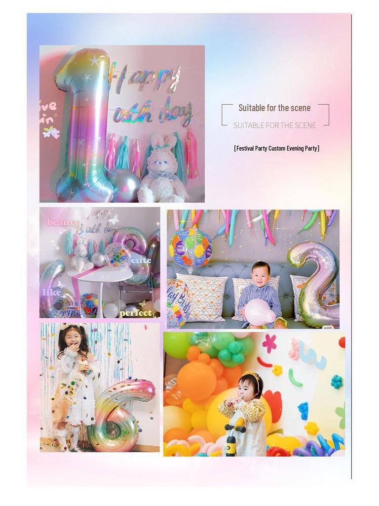 40-дюймовые шары-звезды и цифры с радужным градиентом для декора на 1-й день рождения ребенка