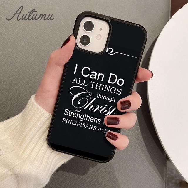 Чехол из библейского стиха «Филиппийцы Иисус Христос» для телефона iPhone 11 12 13 14 Pro Max mini XR XS SE 2020 7 8 Plus Galaxy S21 S22