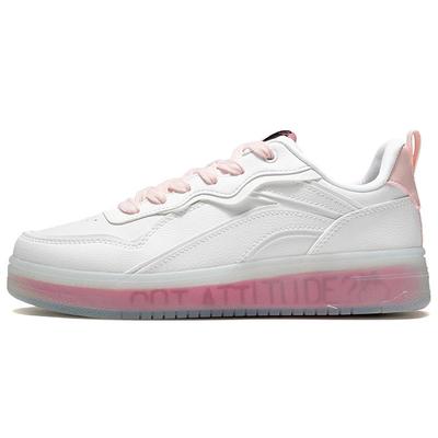 Кроссовки Li Ning Disney X Collaboration Series с нескользящей подошвой, прочные, женские, для скейтбординга, белые, розовые, AGCS020-3