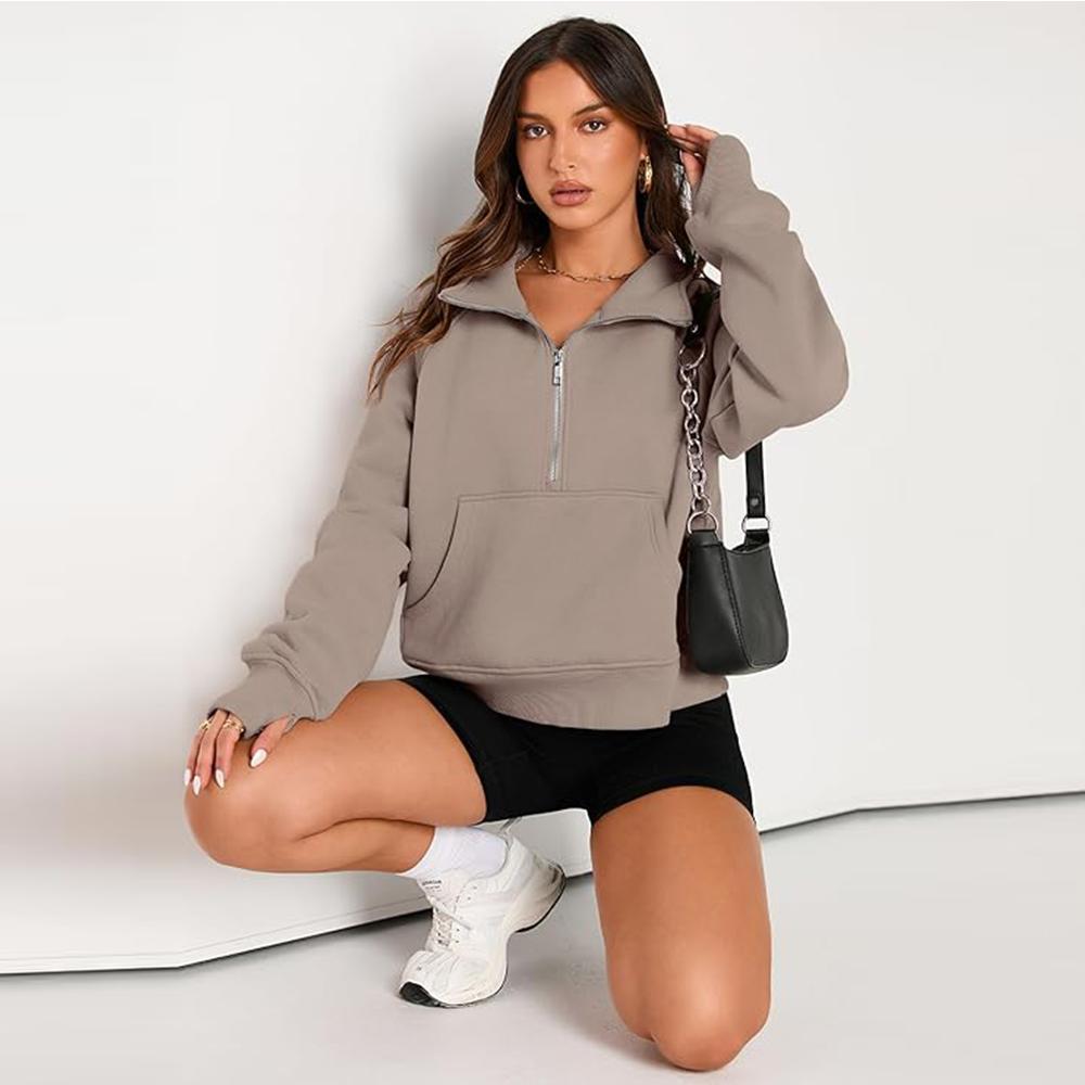 Женские толстовки на молнии, укороченный пуловер, флисовые толстовки на молнии на четверть, осенняя одежда, одежда с отверстием для большого пальца