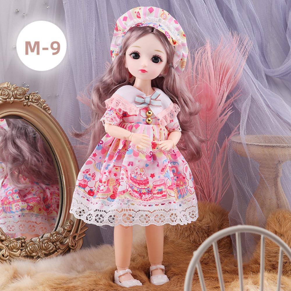 30cm BJD Doll 23 Moveable Joints Attractive Eyes Dress Up Anime Long Hair Toy