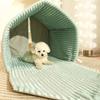 Dog Tent Closed Dog House with Door Curtain Winter Windproof Nest for Dogs Cats Outdoor Portable Cat Villa Sleep Kennel Cat Mat