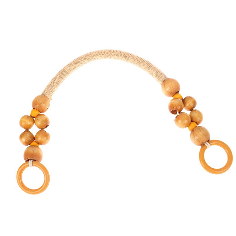 Women Wooden Bead Rope Bag Strap Wooden Handle Rope Beads Handbag Shoulder Belt Diy Replacement Bag Accessories