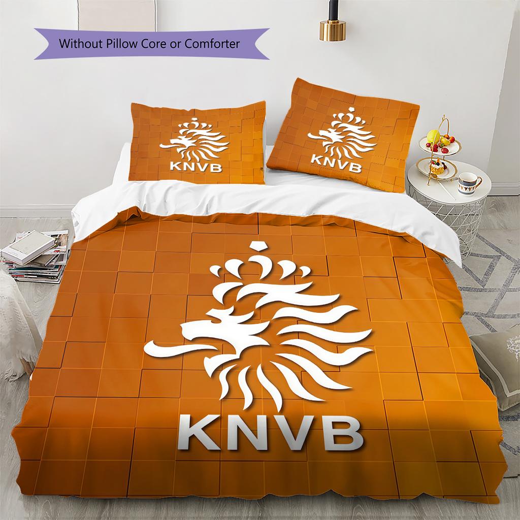 KNVB Pattern Bedding Quilt Set Home Decoration Gift (1 * duvet cover + 2 * pillowcase without core)