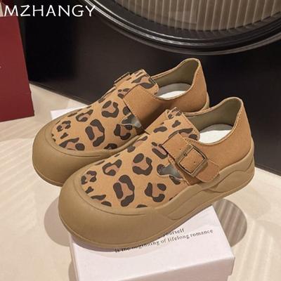 Модные леопардовые женские туфли на платформе, туфли на плоской подошве, повседневные кроссовки для женщин 2024 года, модная спортивная обувь, осеннее платье, уютная женская обувь Zapatos