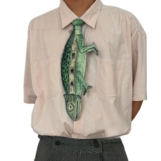 Мужская рубашка Галстук 3D Дизайн Рыба Обезьяна Бархатный Галстук-бабочка Животное Галстук-бабочка Аксессуар для шеи Реалистичная текстура Универсальный стиль Галстук