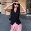 25th Anniversary Women's Black V-Neck Waistcoat: Sleeveless Retro Summer Cardigan