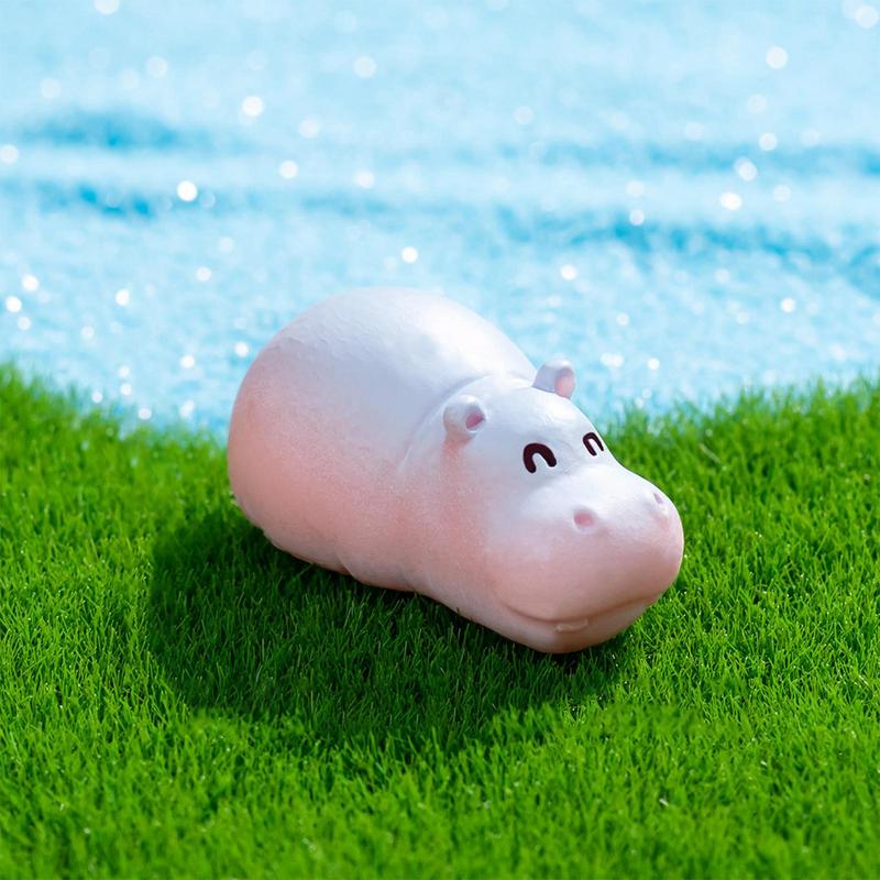 Hippo Statue Cute Dashboard Ornament Tiny Hippo Figurines Cartoon Animal Art Crafts Miniature Resin Sculpture Decoration