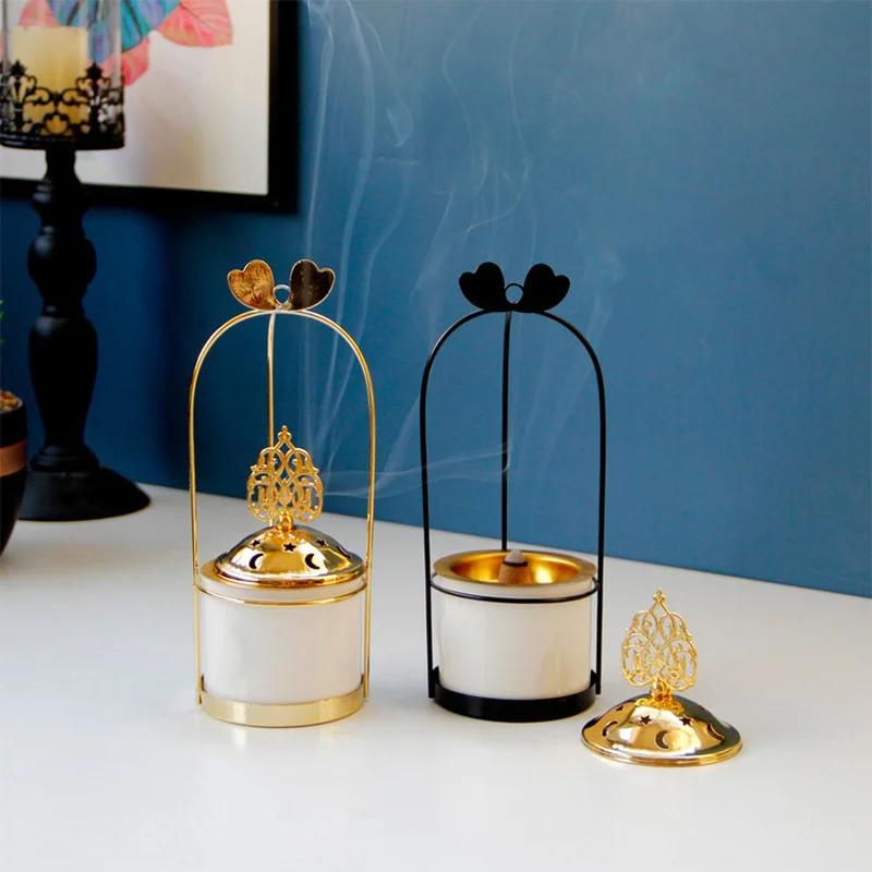 Подставка для ароматизатора для дома Подставка для конусов благовоний Маленькая горелка Подставка для конусов благовоний Золотой цвет Скандинавская горелка для благовоний с обратным потоком