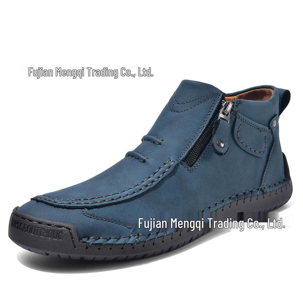 Мужские кожаные слипоны больших размеров, уличные ботильоны