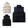 Мужской жилет с воротником-стойкой, без рукавов, застежкой-молнией, хлопковый жилет, пальто с боковыми карманами, однотонный утолщенный теплый стеганый жилет, куртка