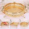 Винтажный роскошный золотой поднос для фруктов, золотая круглая квадратная тарелка для фруктов, многоцелевая металлическая закусочная бижутерия для домашнего стола, тарелка для хранения, столовая одежда