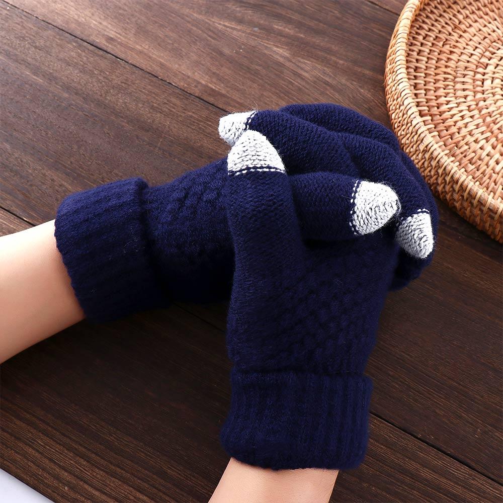 Full Magic Knitted Wrist Knit Female Winter Girl Guantes Screen Solid Women Gloves Warm Touch