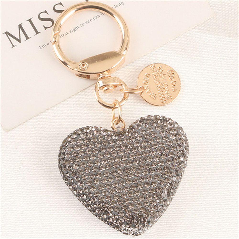 Pendant Rhinestone Interior Accessories Keys Holder Crystal Keyring Key Ring Love Heart Keychain