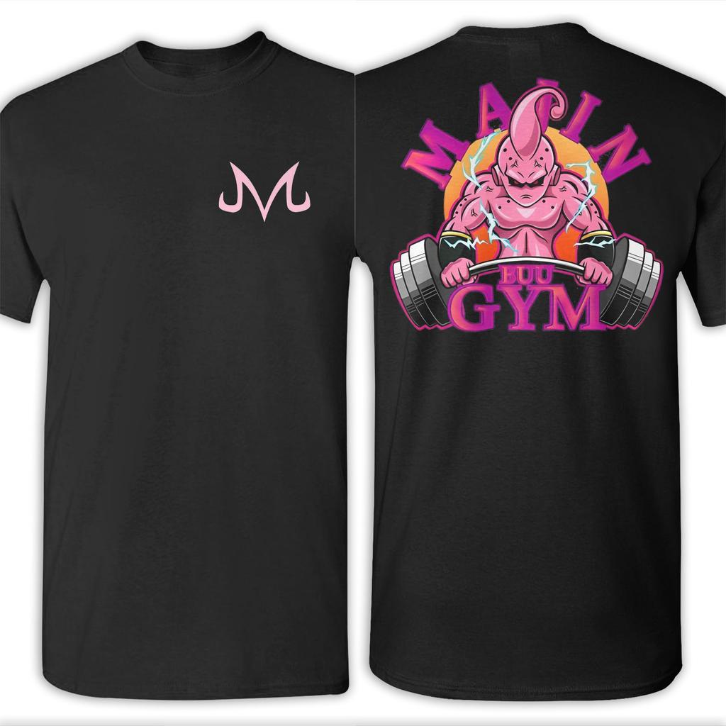 Printed Dragon Ball Majin Buu and Patrick In Gym T-Shirt Men's and Women's Crew Neck Short Sleeve Top Cotton Summer Top T-Shirt