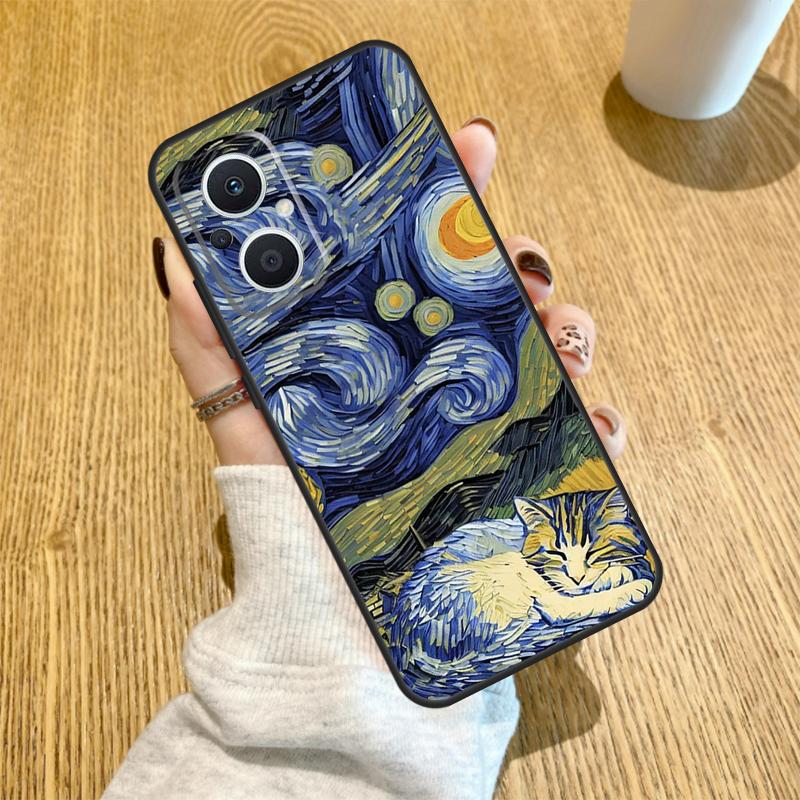 Чехол с картиной Ван Гога «Звездная ночь» для кошки для OPPO Find X6 X5 X3 X2 Pro Lite Neo Reno 7 3 4 5 6 8 Lite 8T 2Z 4Z 5Z Чехол Coque
