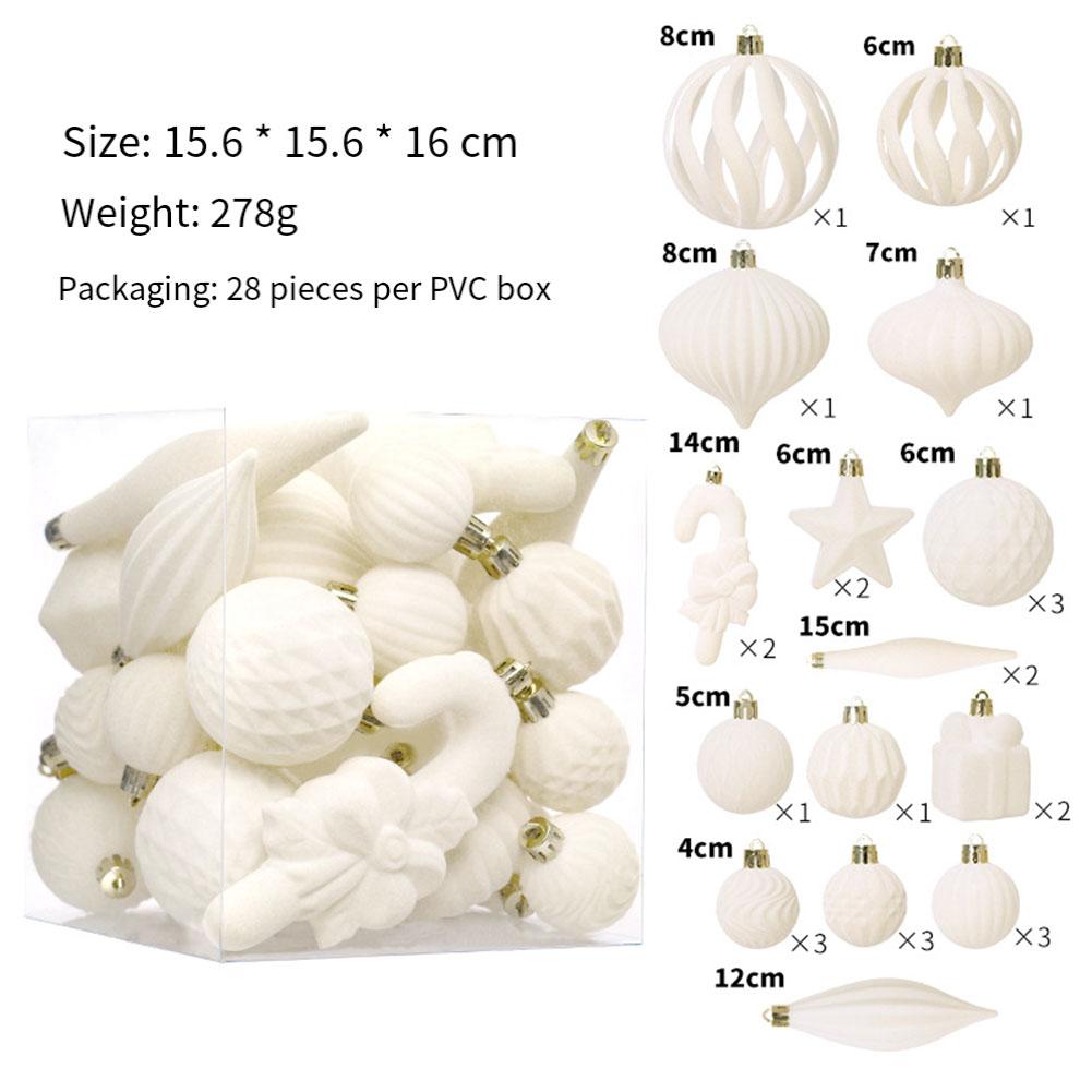 Набор флокированных рождественских шаров Рождественские подвески Звезда Подарочная коробка Круглый Рождественский шар Санта Елочные украшения Домашнее рождественское украшение