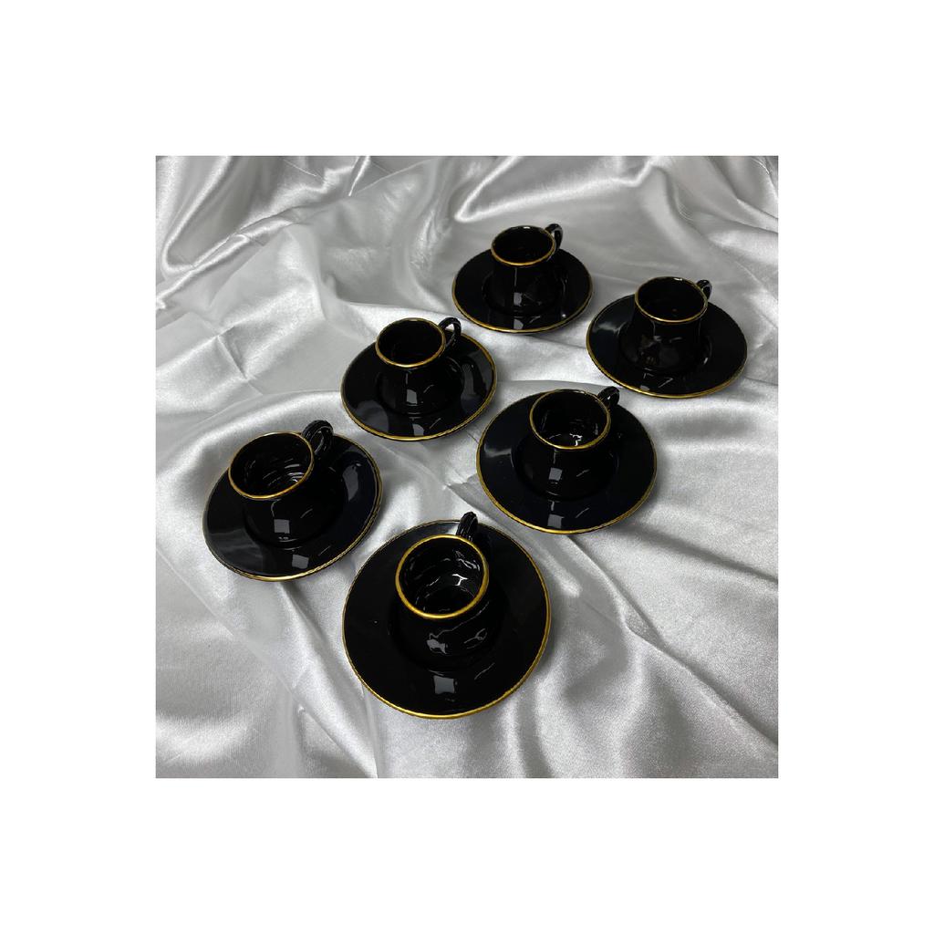 Набор чашек из черного золота с позолотой на 6 персон