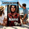 Custom Name Personalized Michael Jackson Print Beach Towel, for Trip Camping Beach Party Home Decor, Birthday Gift for Family & Friends