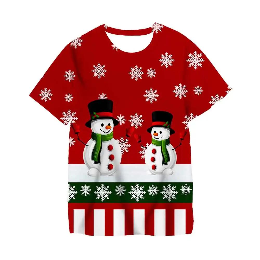Kawaii Christmas Tshirts 3D Print Santa Claus SnowmanT Shirt Fashion Kids Casual Boys Girls Unisex Round Neck Tshirt Tops