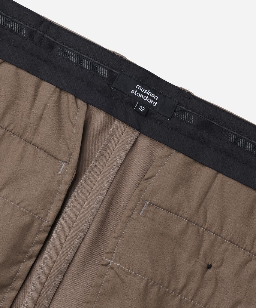 MUSINSA STANDARD Relaxed Tapered Hidden Banding Crop Slacks [Light Brown]