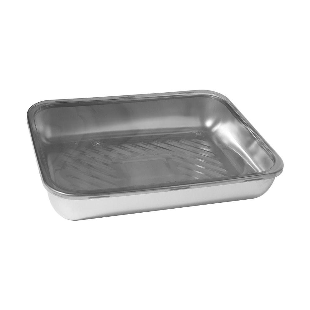 3Pcs Stainless Steel Food Storage Tray with Lid Barbecue Pan Practical Kitchen Serving Plate Picnic