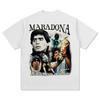 Football Star Maradona Print T-shirt Retro Fashion Trend Comfortable Loose Casual 100% Cotton Round Neck Short-sleeved T-shirt