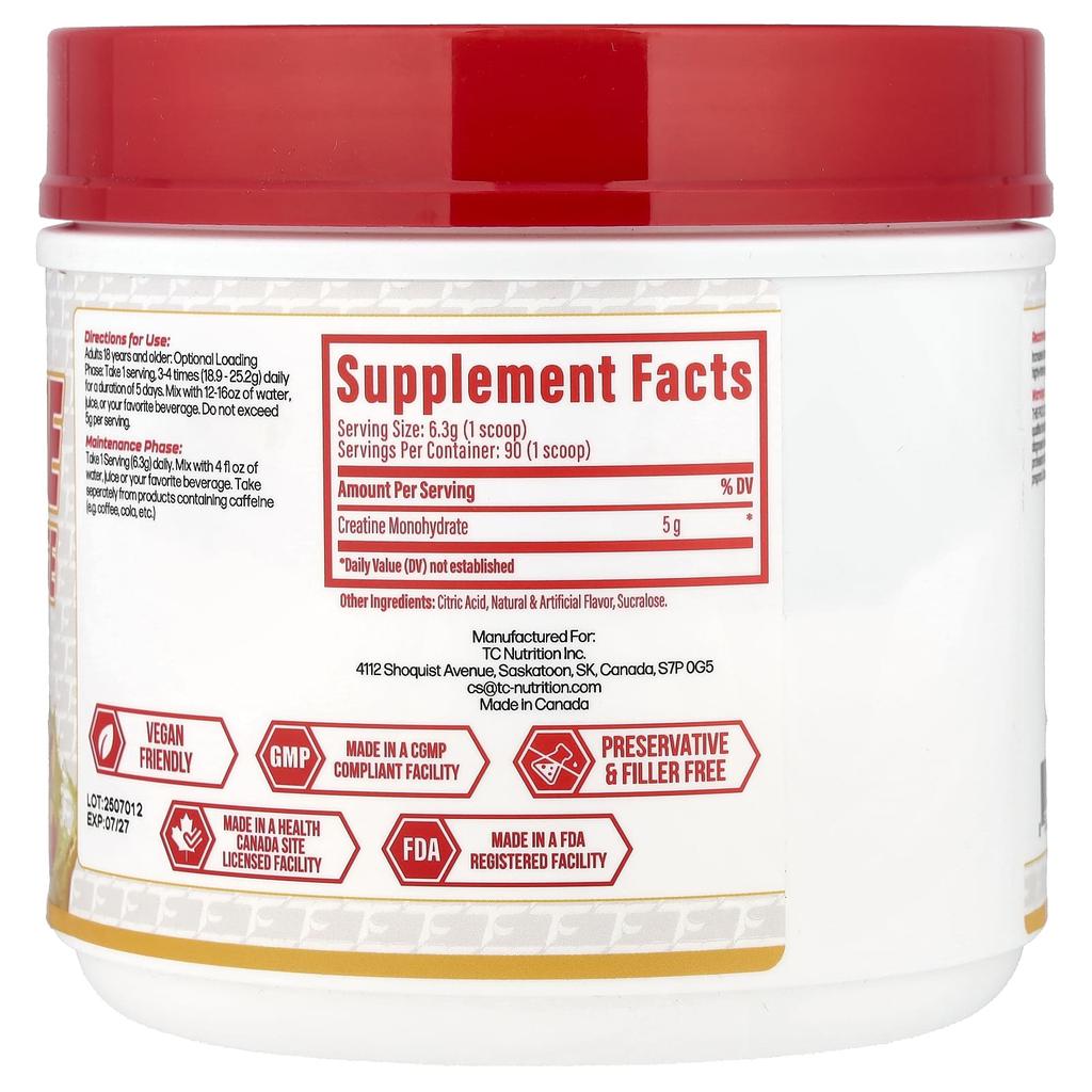 TC Nutrition, Creatine Monohydrate, Peach Rings, 90 Servings, 567 g (20 oz)