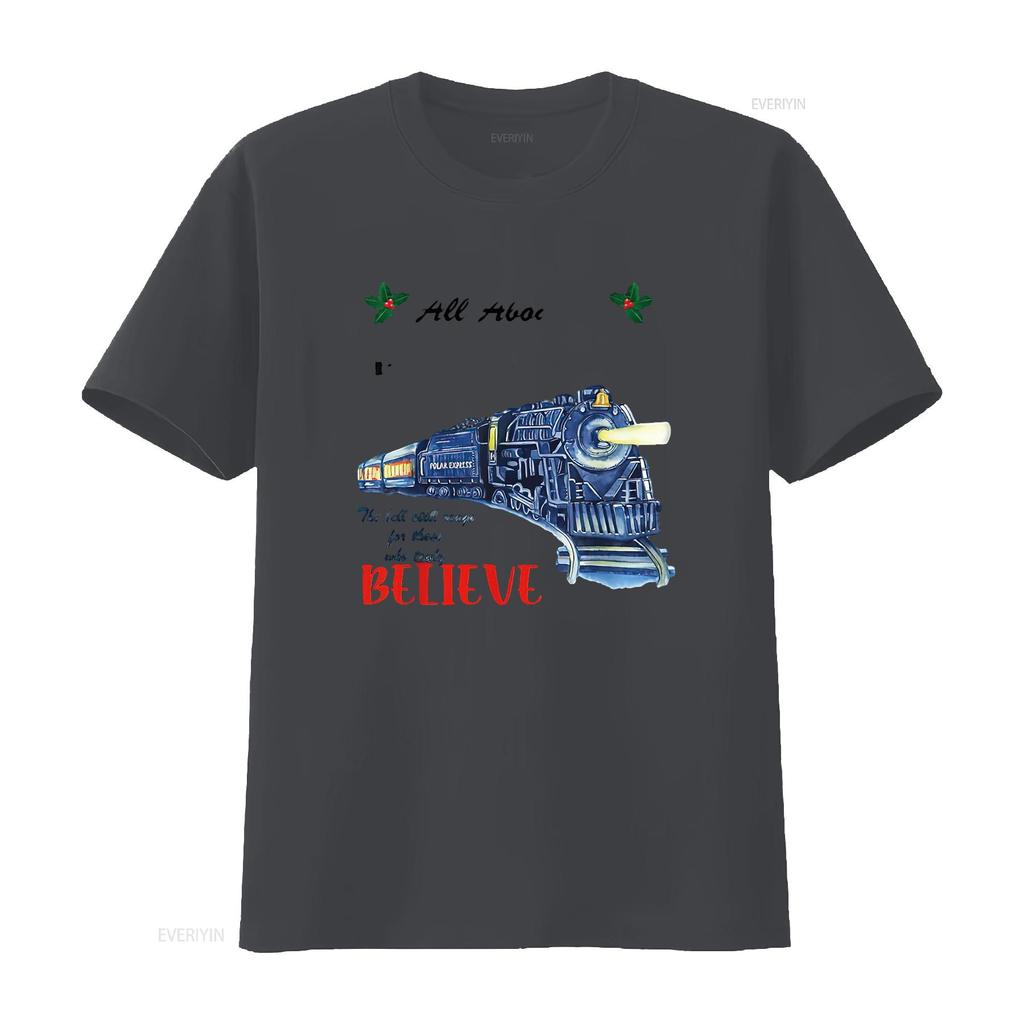 All Aboard Polar Express Train Ride Believe Christmas T Shirt Womens White X Large vintage Washed fashion designer clothes Soft